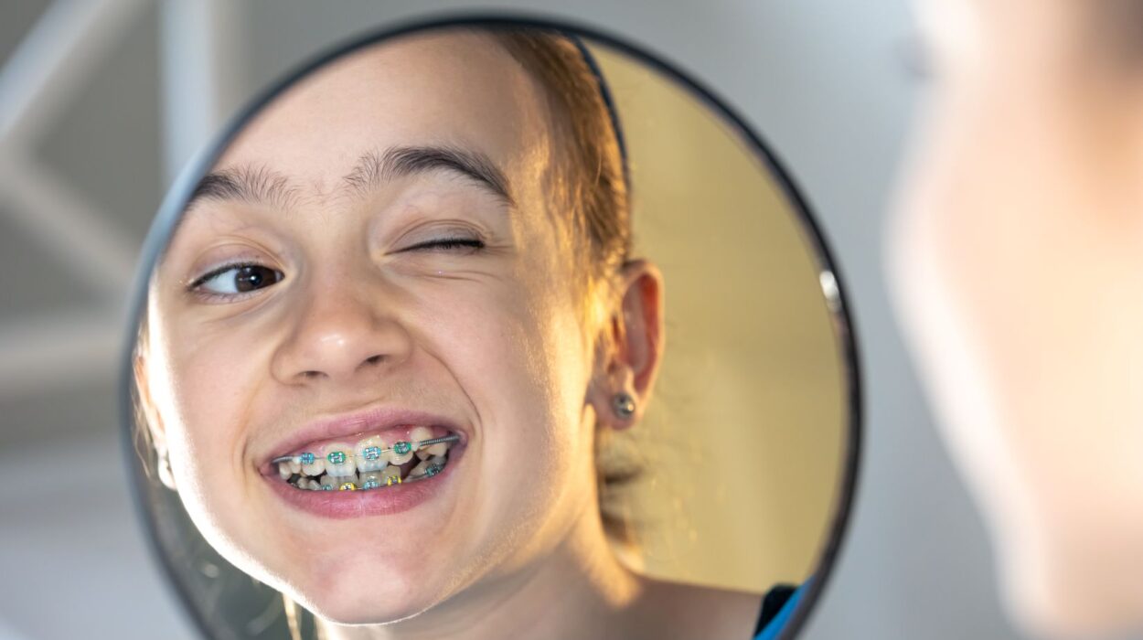 Ortodontist tarafından uygulanan diş teli tedavisi ve diş dizilimini gösteren ortodontik tedavi görseli