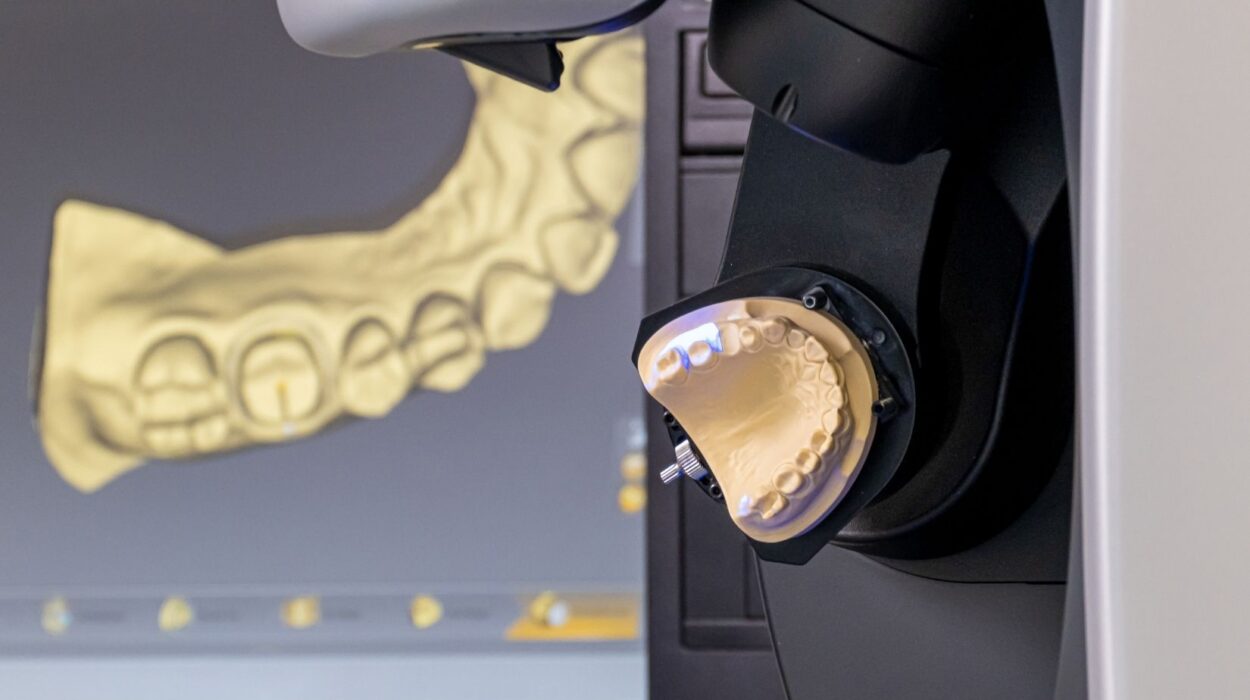 CAD/CAM diş hekimliğinde ağız içi tarama ve dijital restorasyon tasarımının gerçekleştirildiği klinik çalışma görüntüsü.